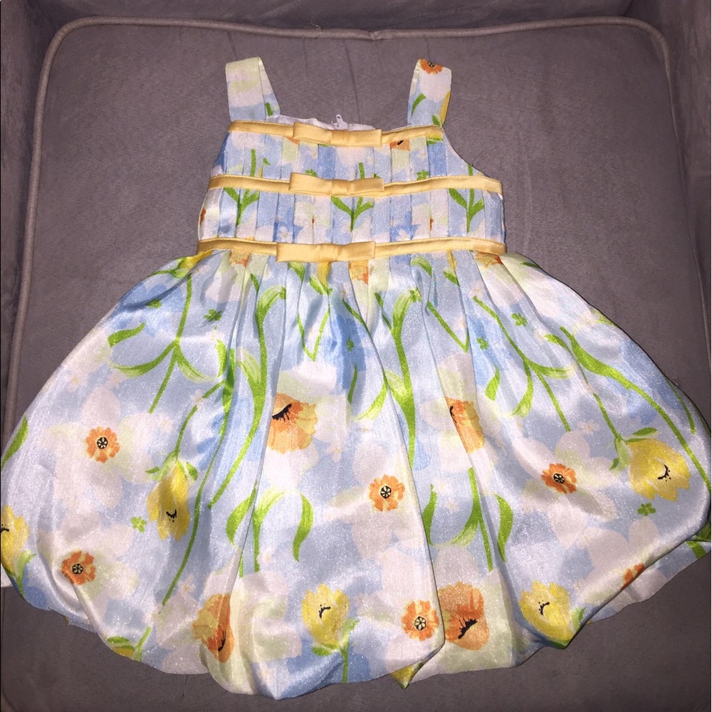 SOLD spring floral print dress w/poof at hem