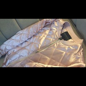 Pink satin bomber jacket