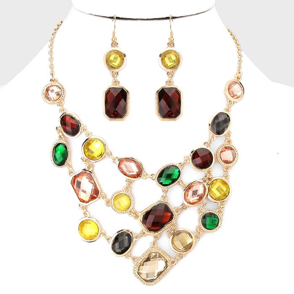 Abalone Cluster Necklace Set - image 1
