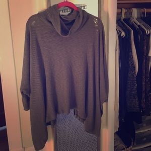 Free People olive cowl neck sweater with open back