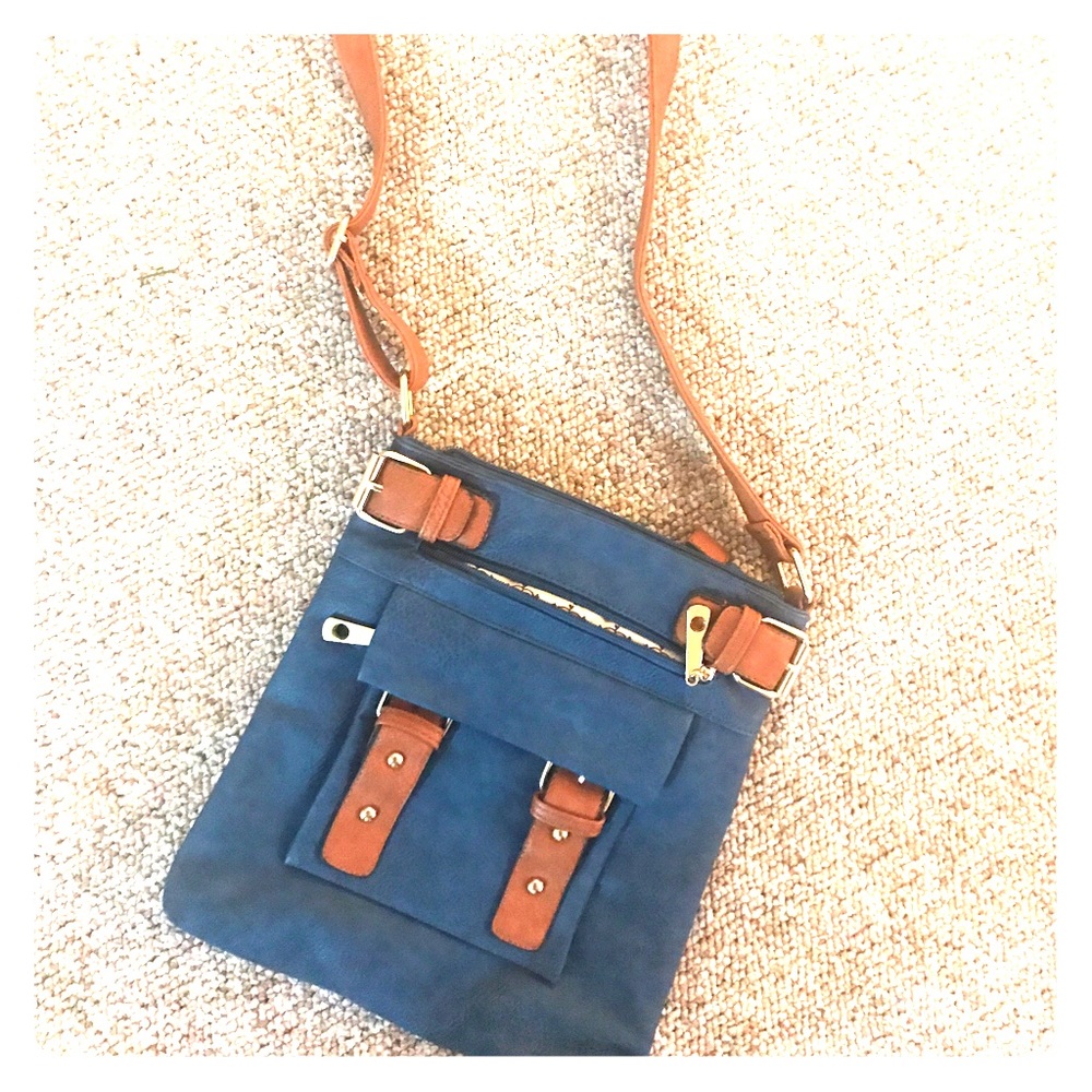 Royal blue/tan Cross body bag