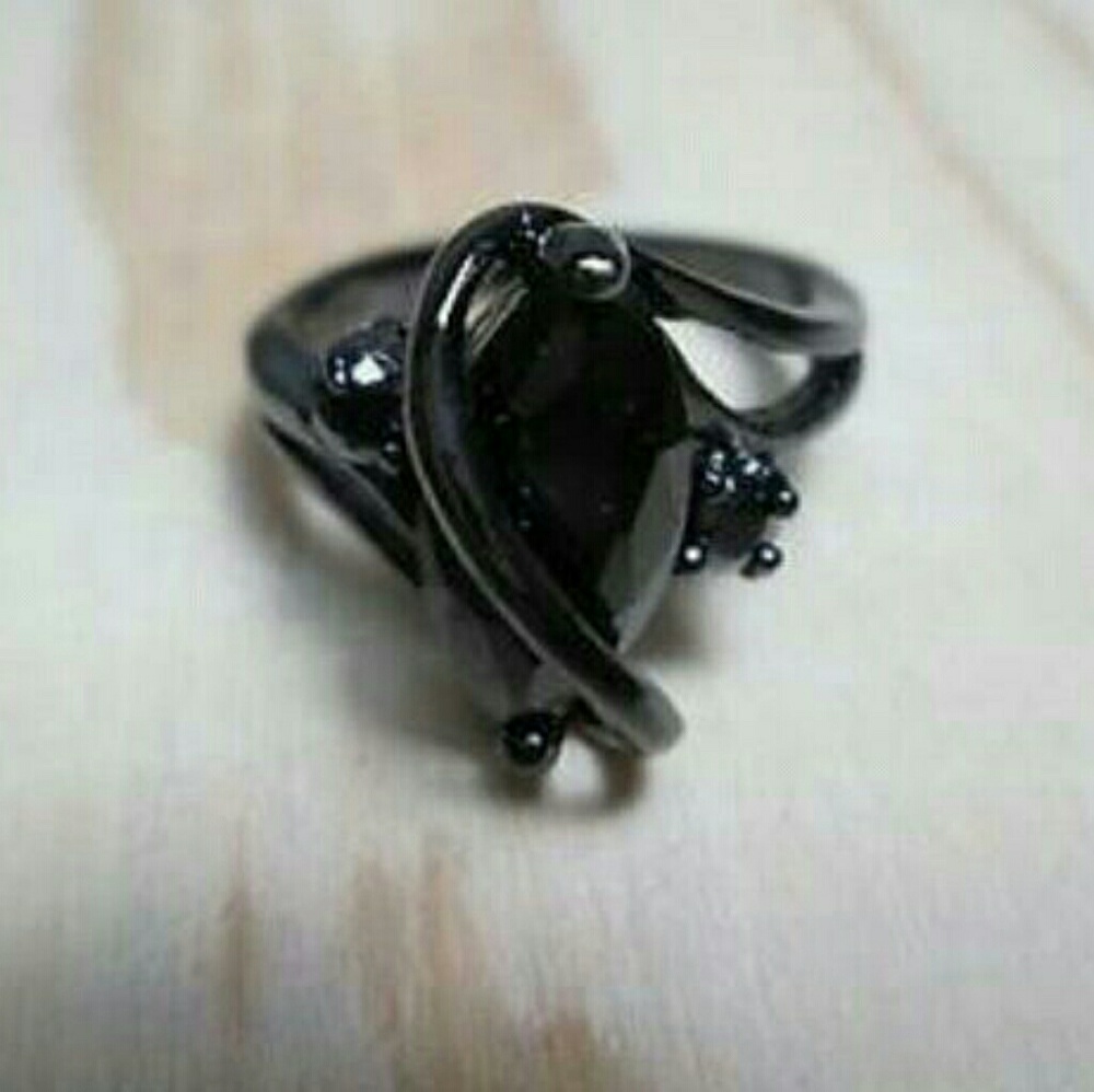 Black Gold lab created black sapphire ring