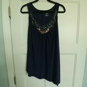 Lane Bryant Navy Jeweled Neckline Tank Size 14/16