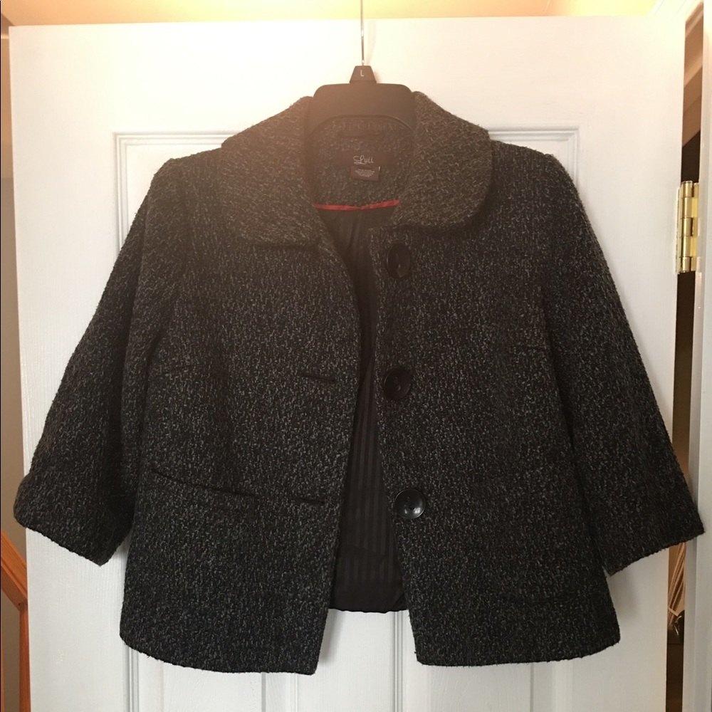 LUII  Black/Gray Tweed Crop/ Short Jacket Peacoat