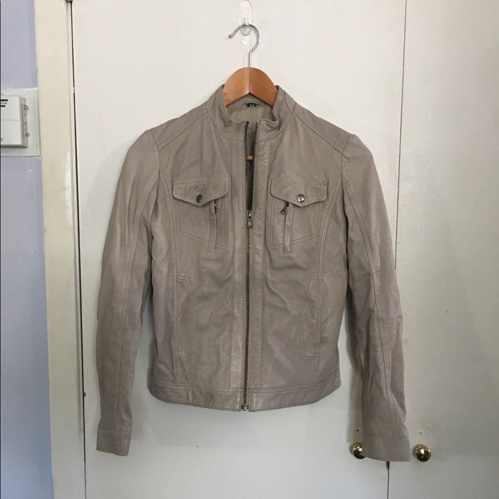 Cream/Greige Leather Jacket