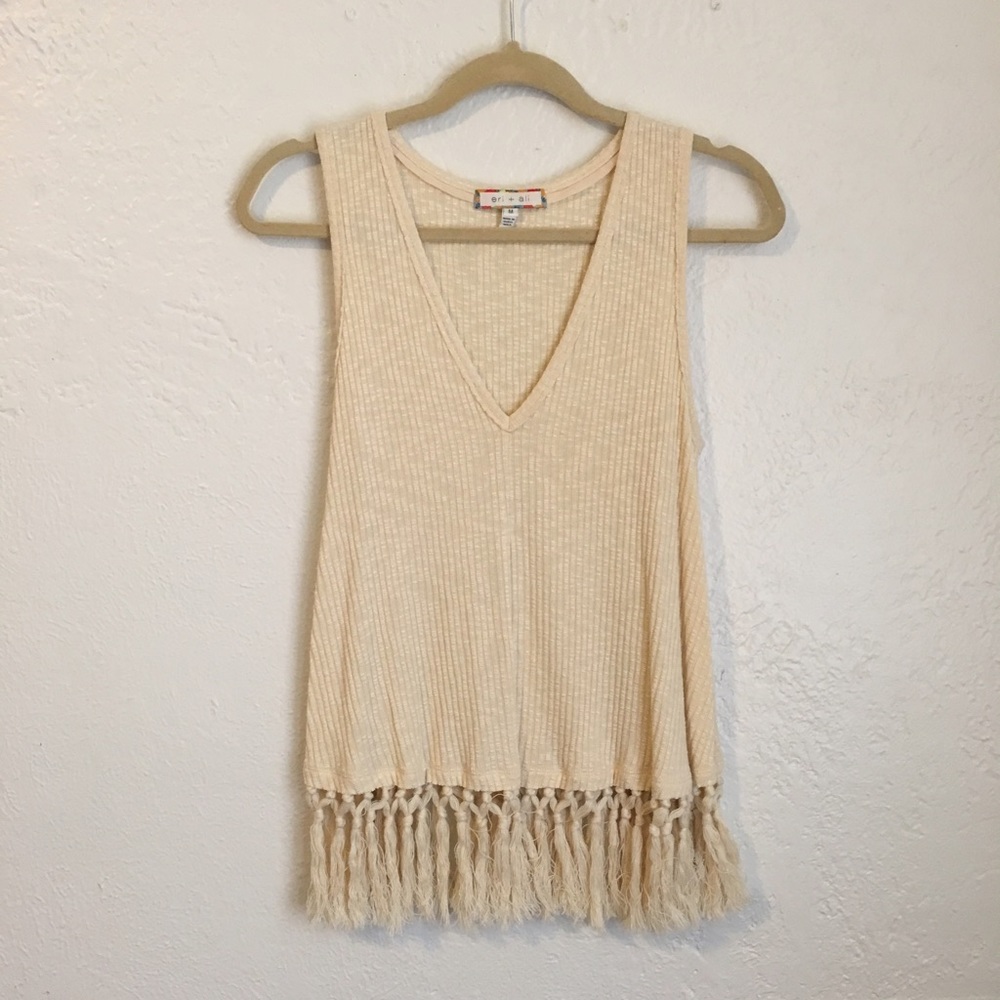 Anthropologie tassel fringe top