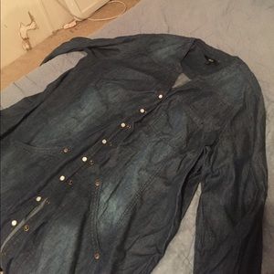 Long sleeves blue jean blouse