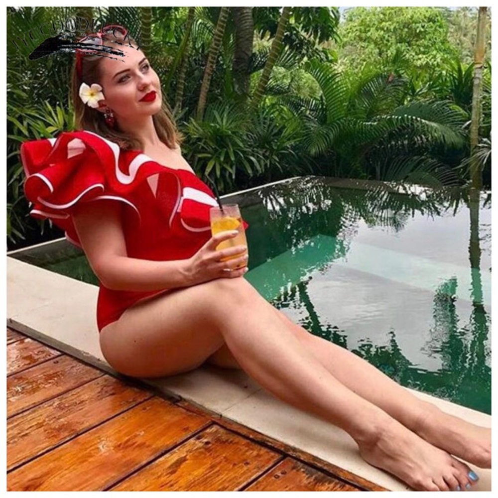 ‼️PRICE FIRM LAST CALL Red Full Ruffle Bodysuit - Picture 3 of 3