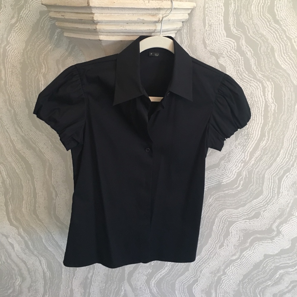 Navy Theory short sleeve button down shirt