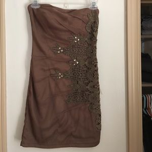 Brown strapless dress