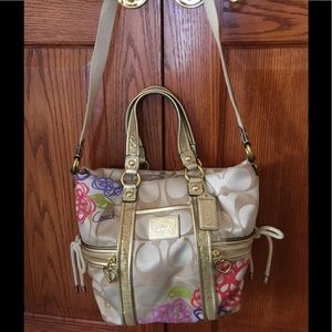 Authentic Coach purse floral & gold. Spring style