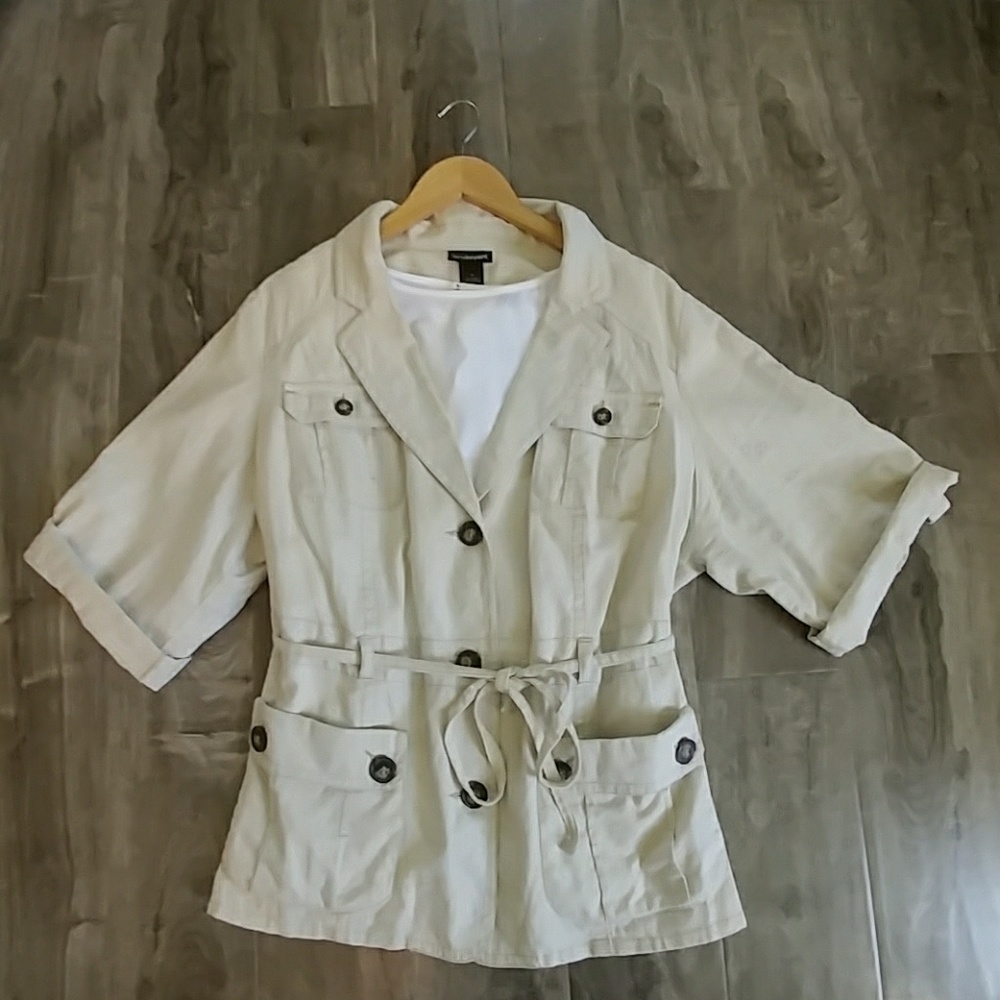 Lane Bryant Tie Waist Linen Jacket Size 18