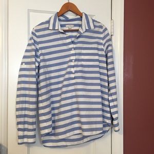 J Crew Blue and White Striped Buttondown