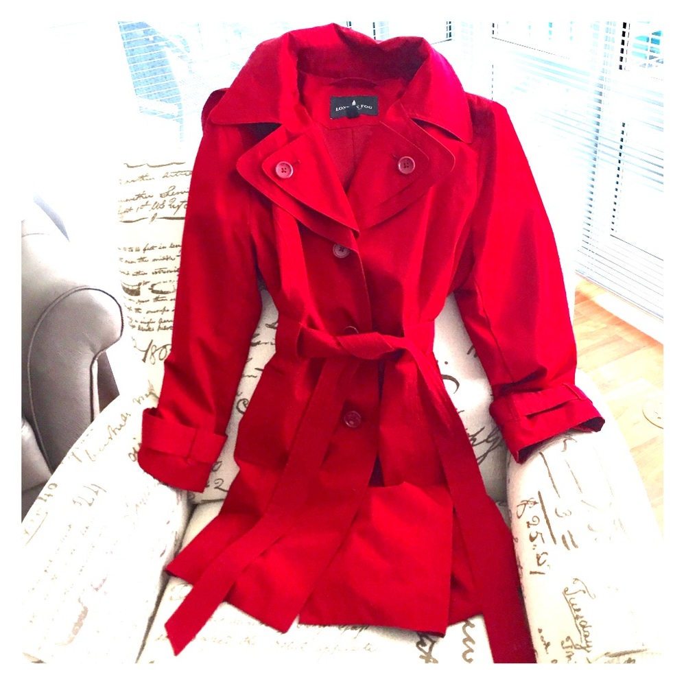 Red Waisted London Fog Raincoat Size LG