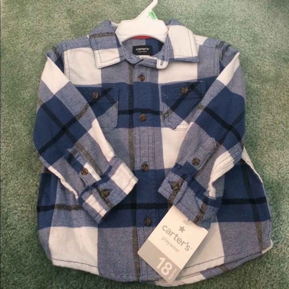 Blue plaid long sleeve shirt