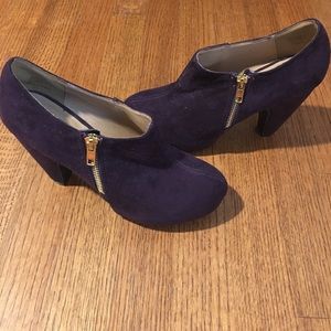 Dark purple suede booties