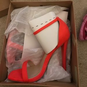 Red/orange suede asos heels - SIZE 9