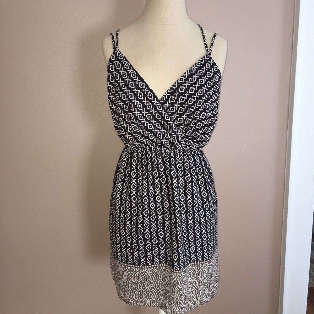 Tribal Pattern Surplice Cross Back Dress