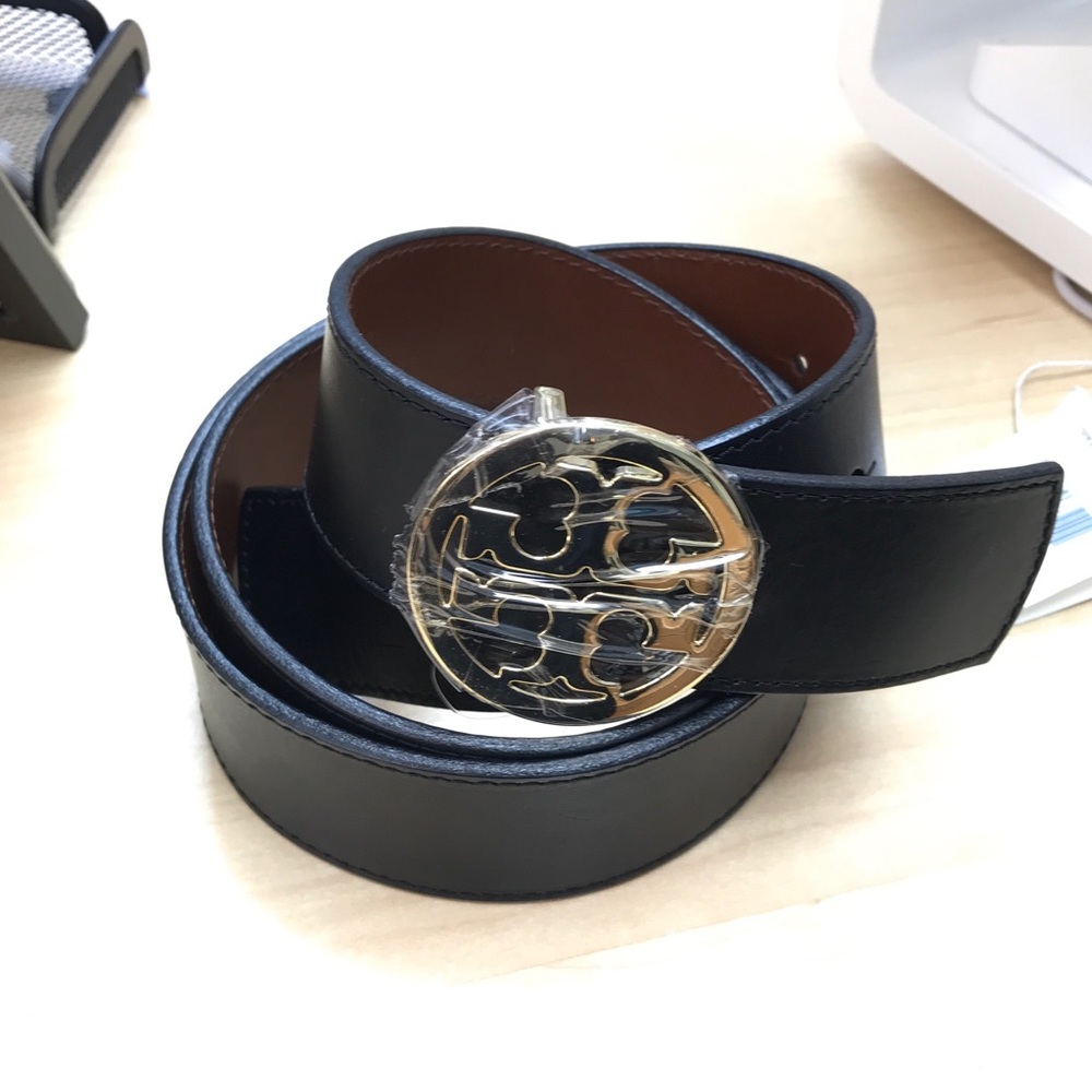 Tory Burch leather Reversible Belt black and tan