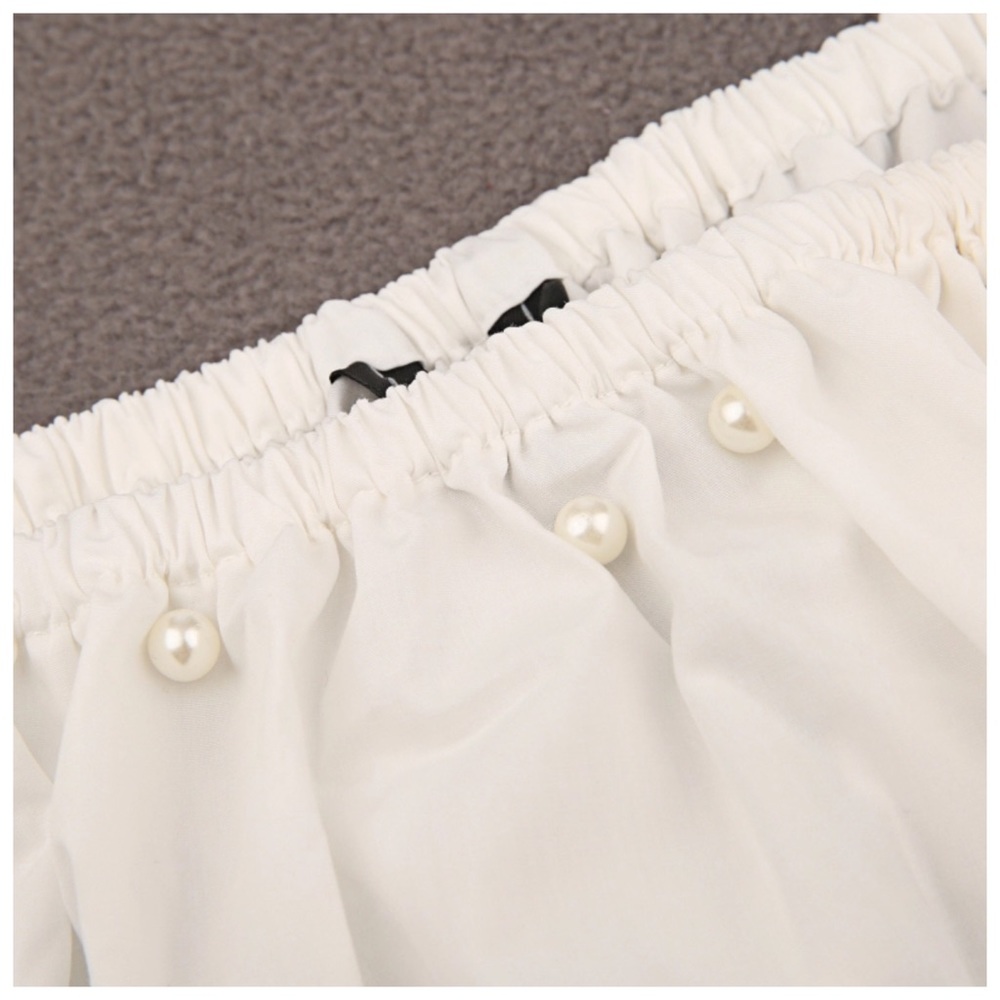White Pearl Accent Off The Shoulder Top - Picture 4 of 9