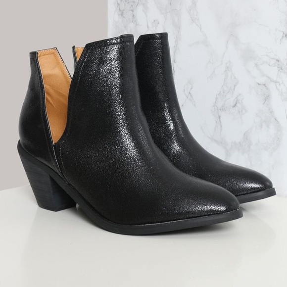 Western Shimmer Chunky Heel Cowgirl Bootie - Picture 4 of 7