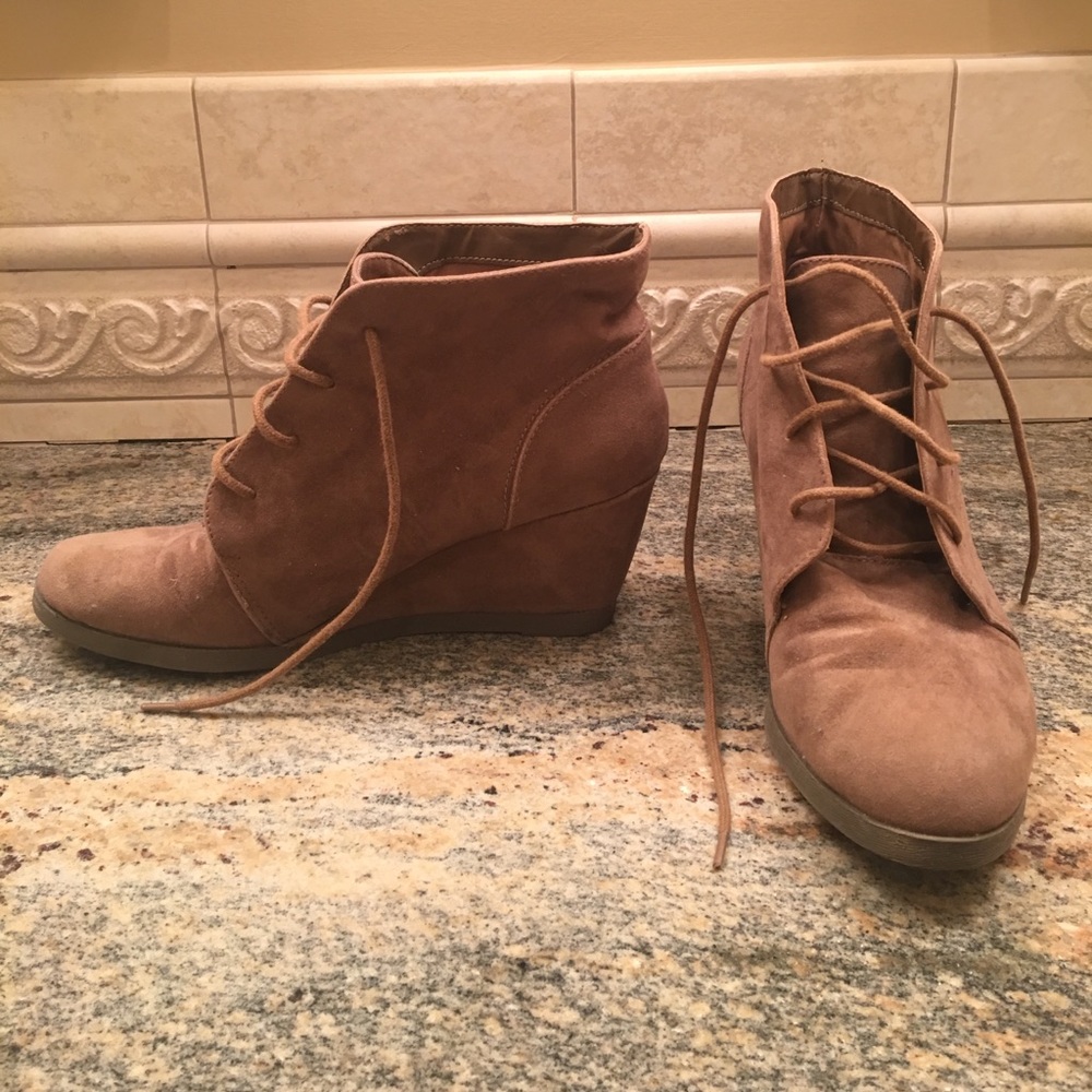 Madden Girl Lace Up Wedge Booties