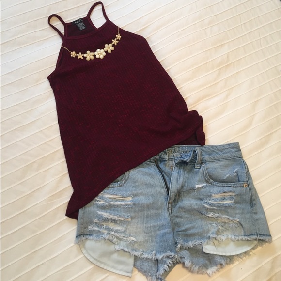Rue21 Tops - Maroon ribbed halter tank