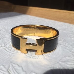 Hermes clic clac bracelet gold/ black