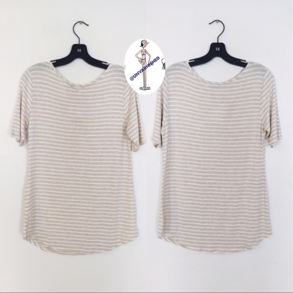 Oatmeal Striped Shirt NWOT - Picture 2 of 5