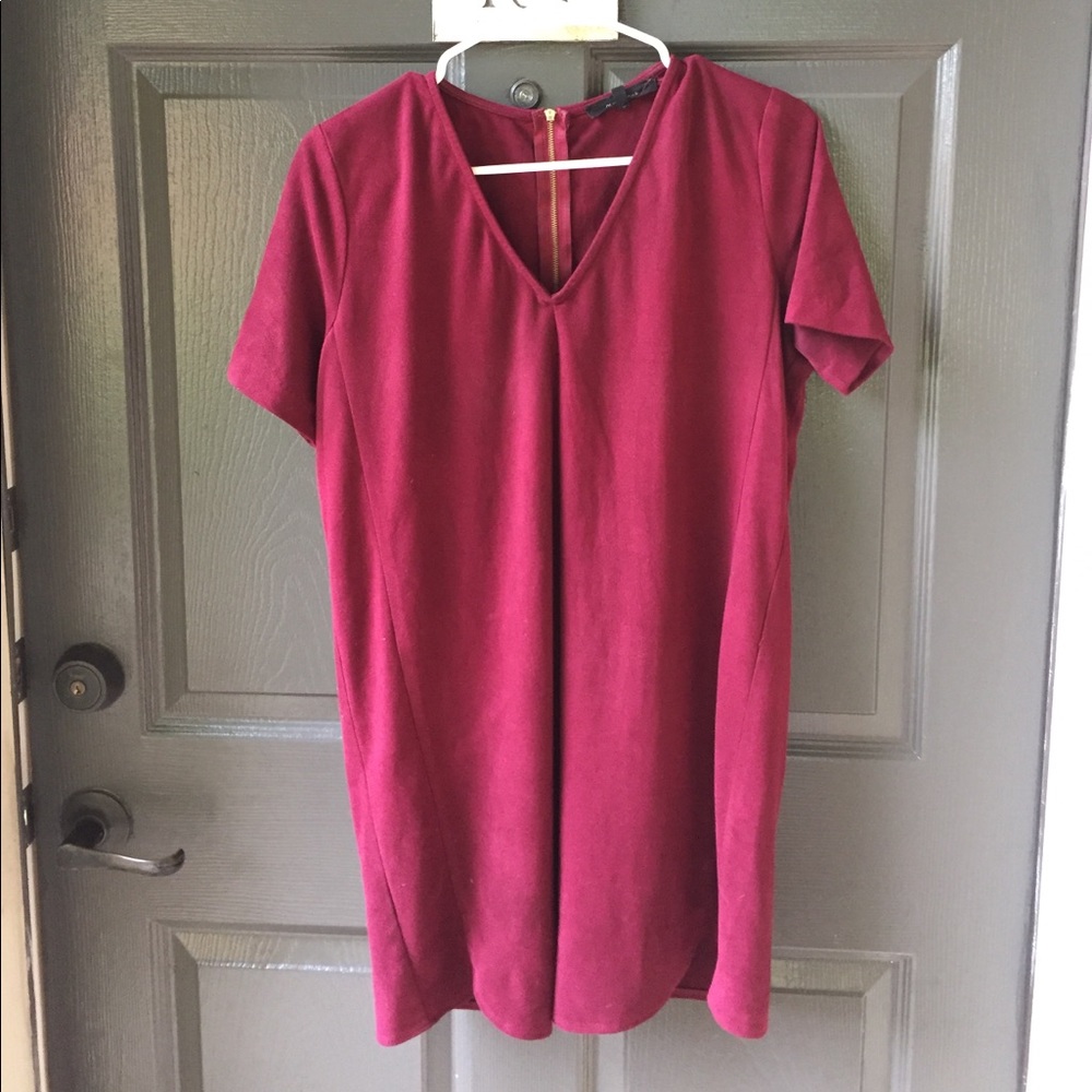 Suede burgundy dress