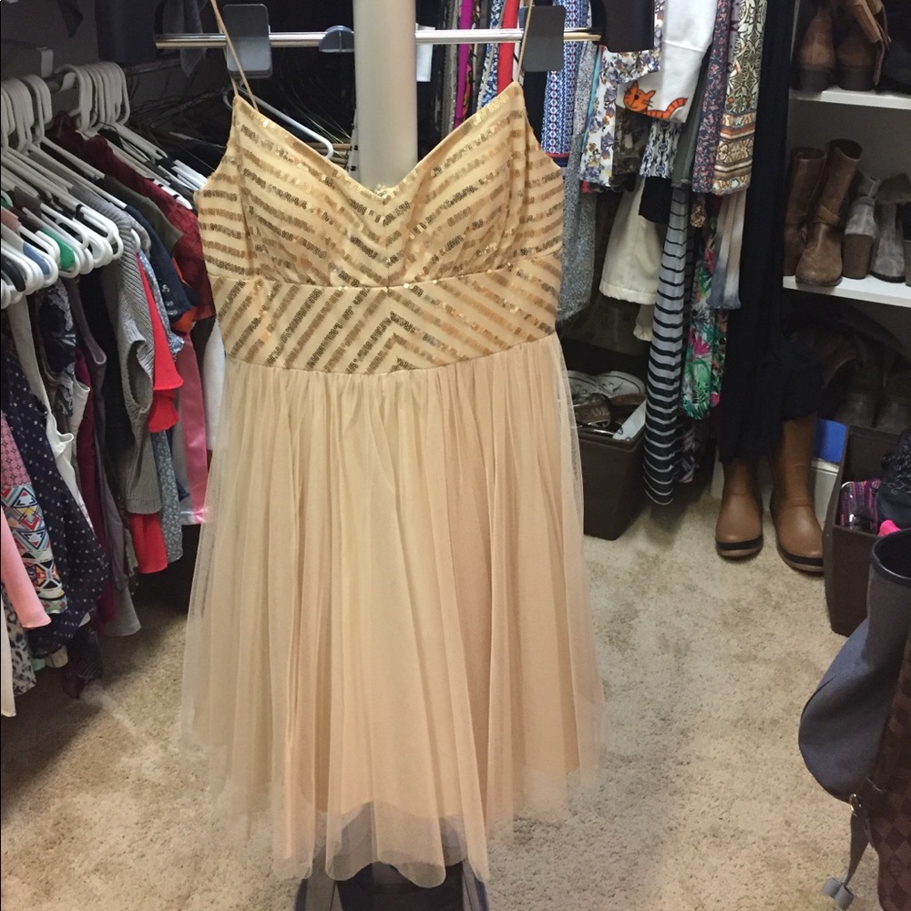 Aidan gold/sequin/tulle short dress.
