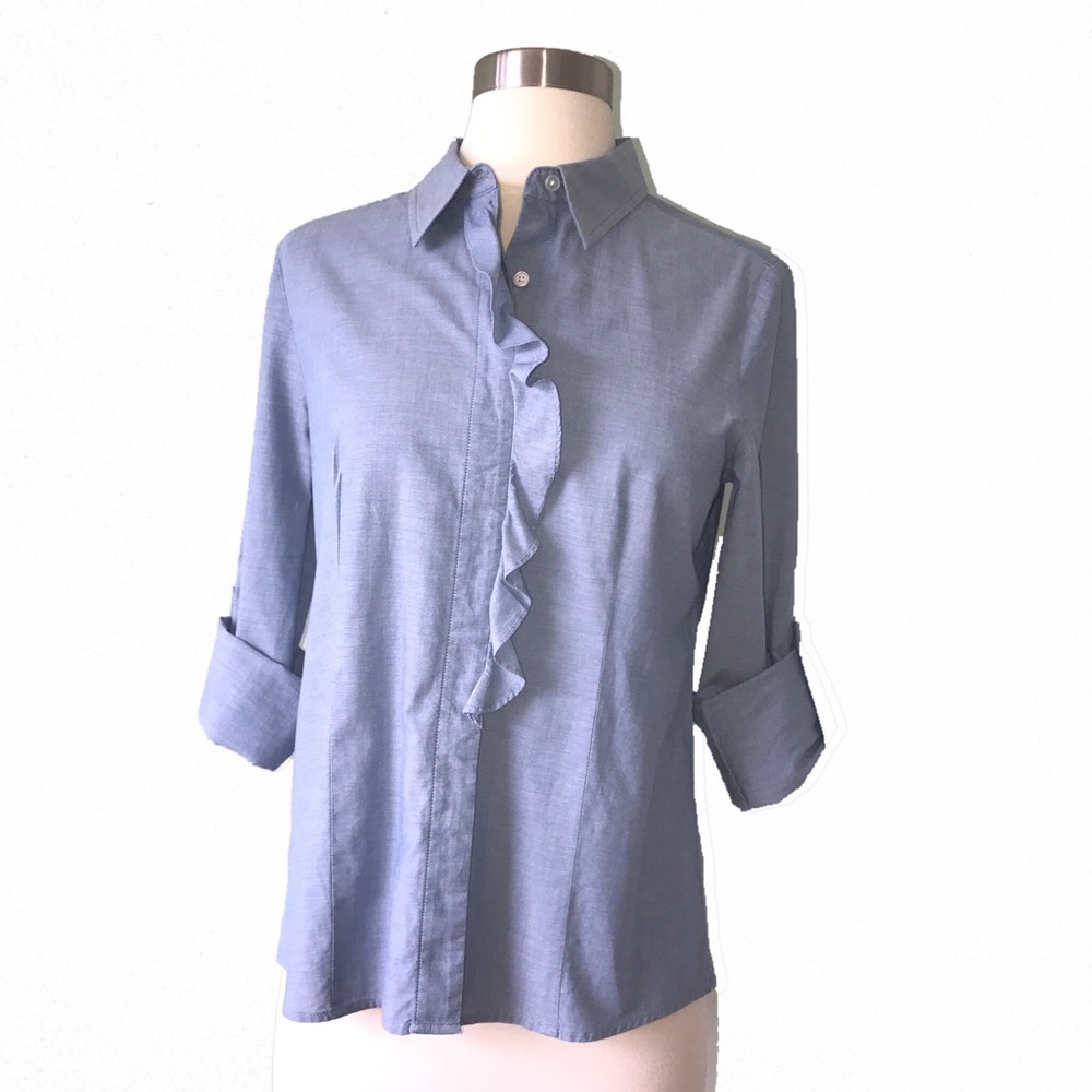 Talbots Denim Chambray Top 6 Petite