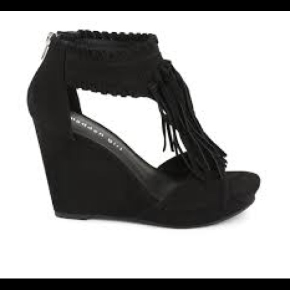 Madden Girl "Locaa" black suede wedge