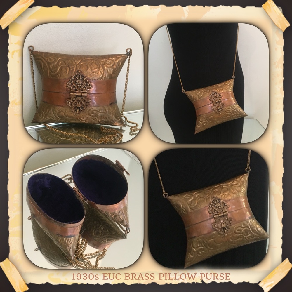 1930s (aporox) BRASS VINTAGE PILLOW PURSE IN EUC! - Picture 3 of 9