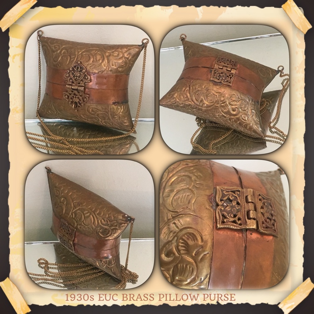 1930s (aporox) BRASS VINTAGE PILLOW PURSE IN EUC! - Picture 4 of 9