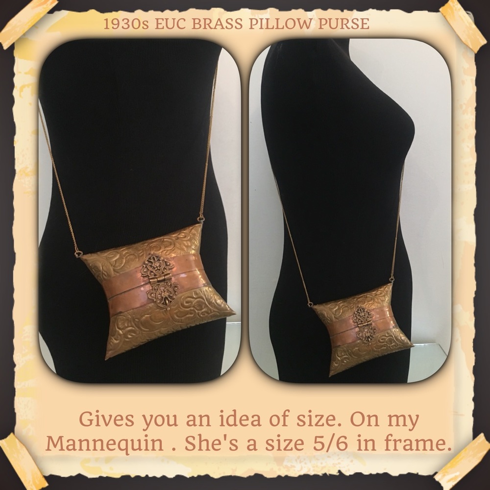 1930s (aporox) BRASS VINTAGE PILLOW PURSE IN EUC! - Picture 5 of 9