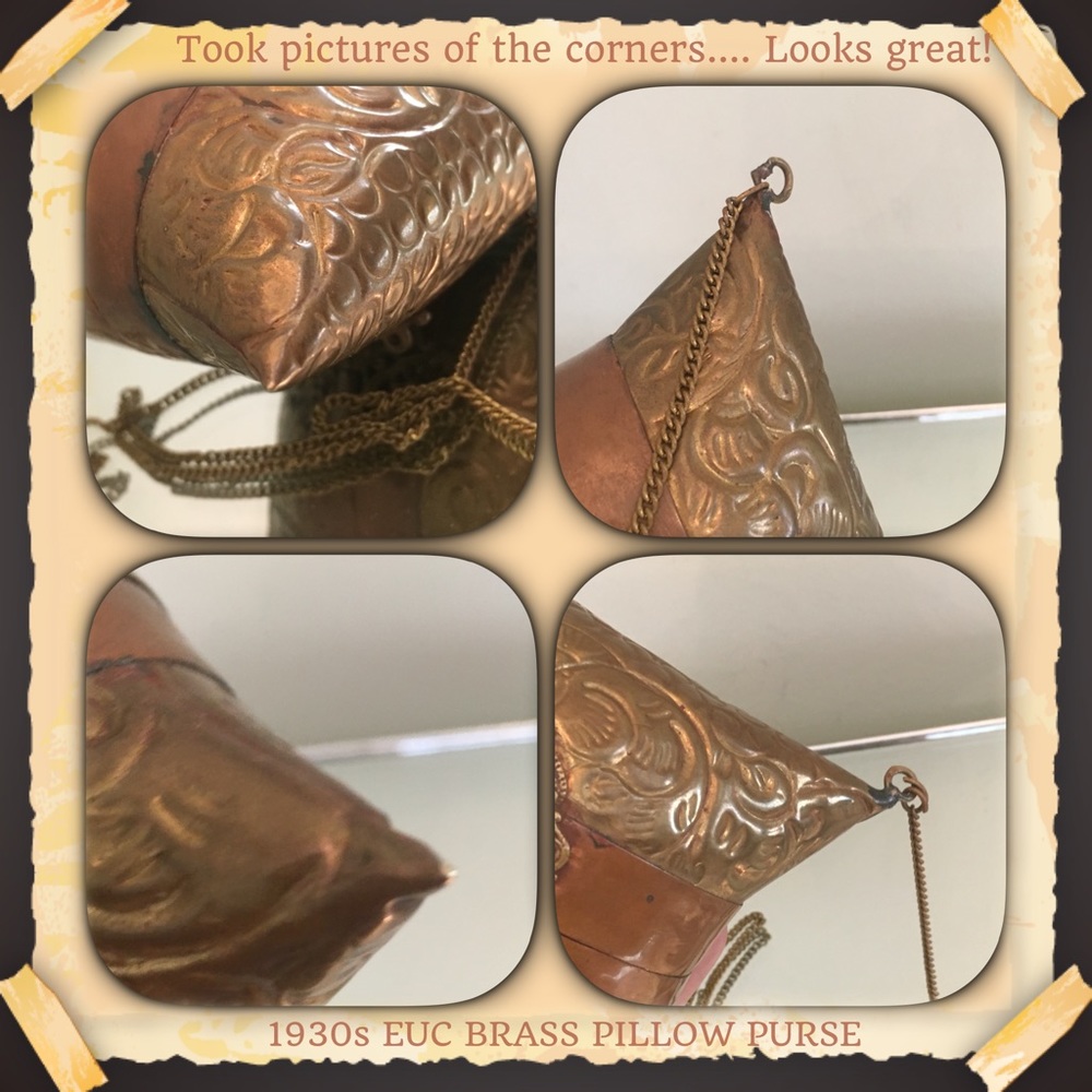 1930s (aporox) BRASS VINTAGE PILLOW PURSE IN EUC! - Picture 6 of 9