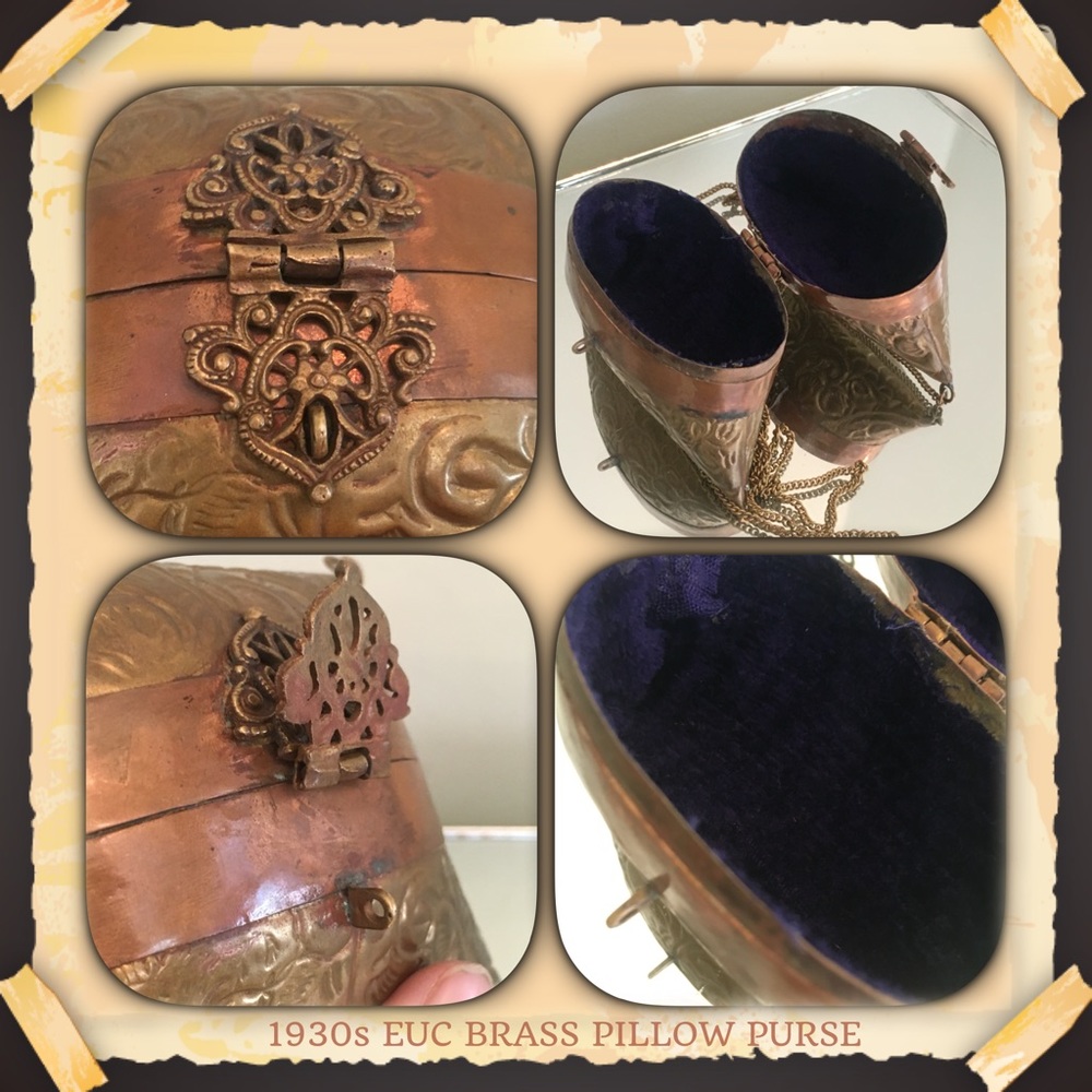 1930s (aporox) BRASS VINTAGE PILLOW PURSE IN EUC! - Picture 8 of 9