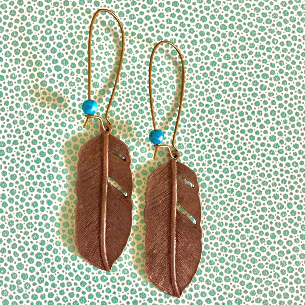 Bronze feather earrings