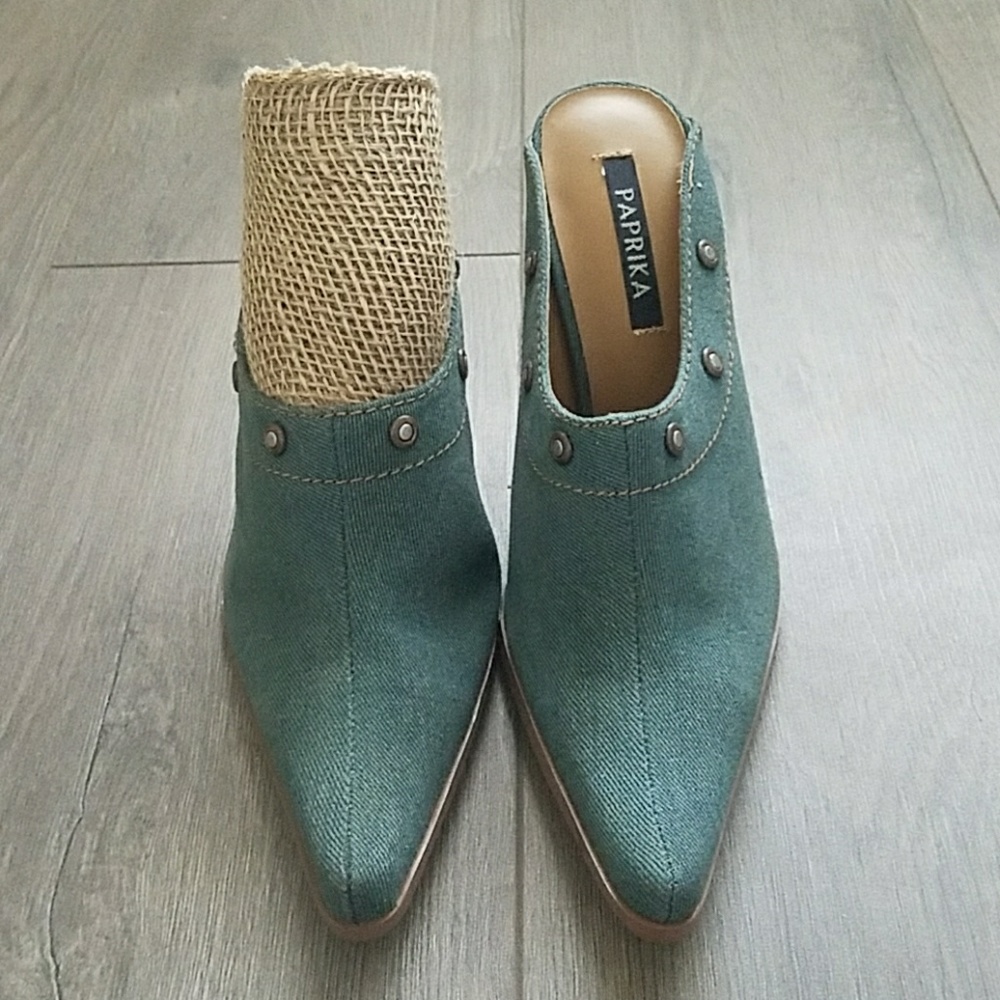 NWOT | Denim High Heel Slides
