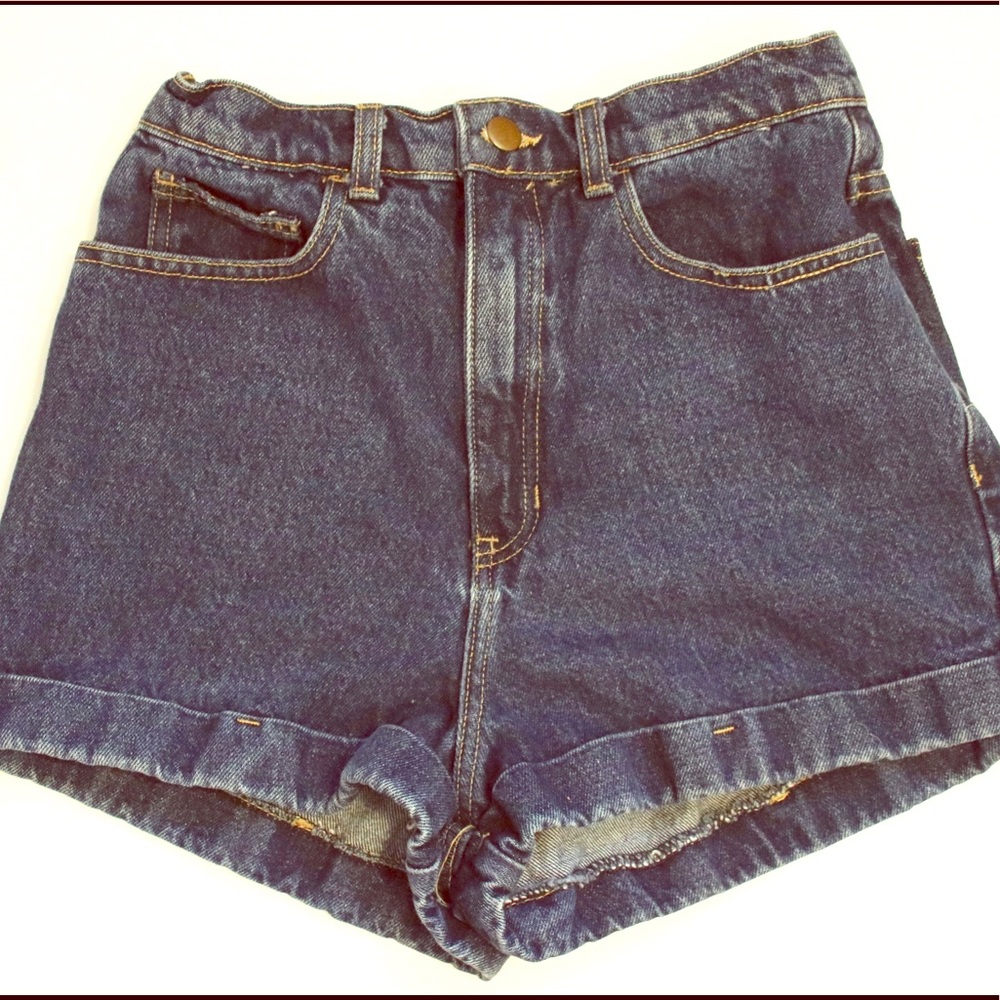 American Apparel High-Waisted Denim Cuff Shorts