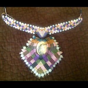 Beautiful Macrame Peruvian Necklace with Stone