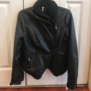 Black Faux Leather Free People Jacket