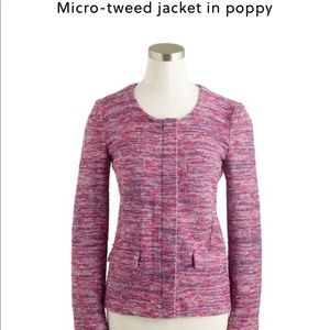 🌸J. Crew Micro Tweed Jacket Pink NEW Sz SMALL