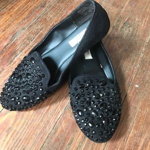 Black stoned ballerina flats