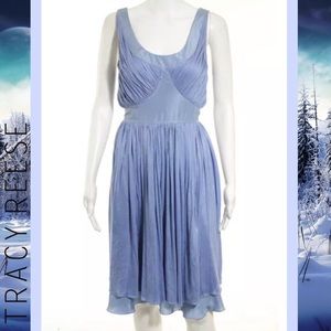 TRACY REESE Classy Stone Blue Ruched Silk Dress