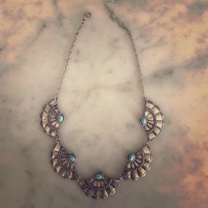 Silver and turquoise statement necklace