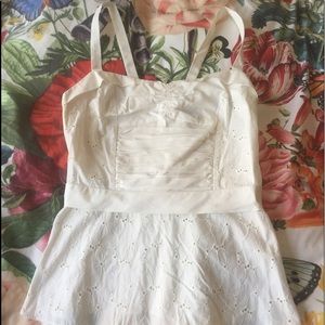 White embroidered zip up top
