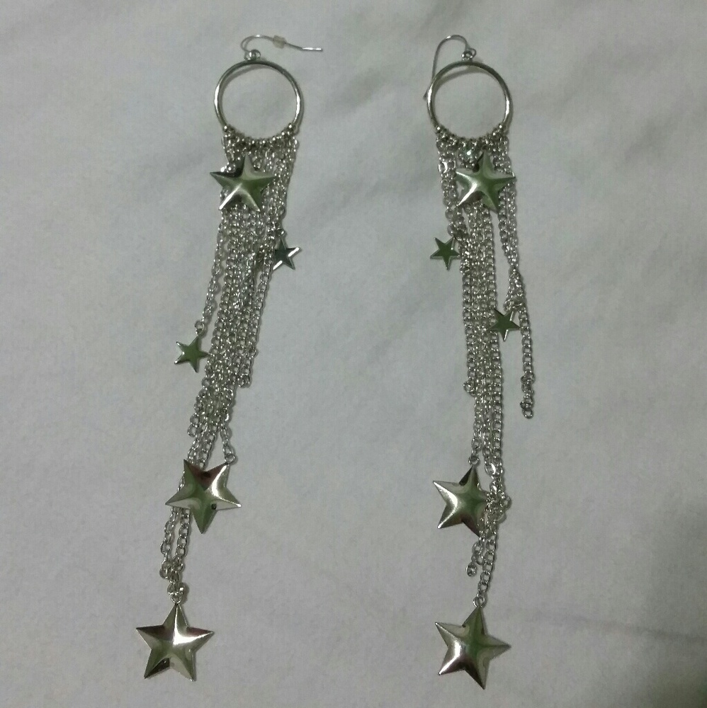 Silver Star Dangle Earrings