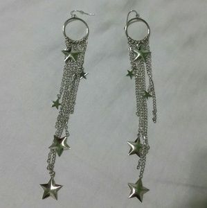 Silver Star Dangle Earrings